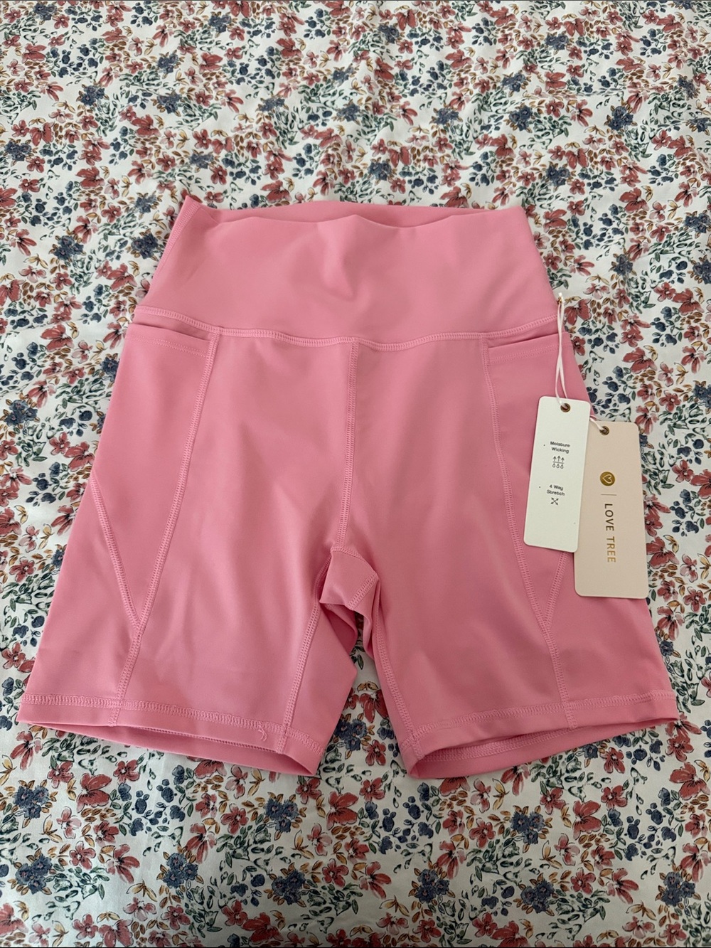 Love Tree Pink High-Rise Bike Shorts